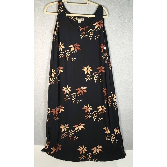 Y2K Nomadic Traders  Womens M  Black Floral Sleeveless A Line Pullover Dress - Picture 10 of 15